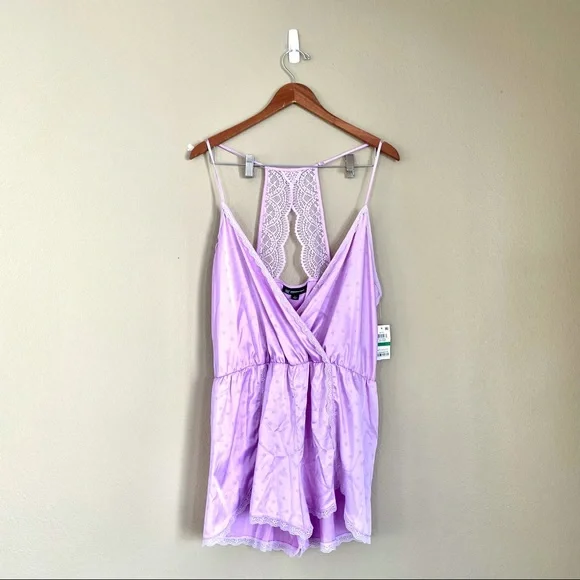 INC Purple Jacquard Daisy Surplice Teddy Romper Large - Picture 2 of 7